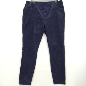 Eileen Fisher Women SP Corduroy Pants Blue Organic Cotton Tencel Stretch Pull On